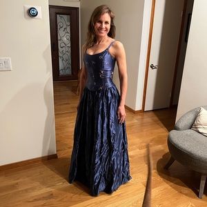 Bridgerton Gown in Elegant Blue Satin - Jessica McClintock